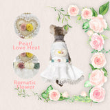 MuYaoPet Luxury Pearl Dog Wedding Dress,Dog Rose Love Heart Dress,Pet Bride Costume Formal Apparel for Small Dogs (White, Large)