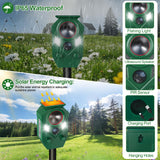 Ultrasonic Animal Repeller Outdoor,Cat Repellent & Deterrent with PIR Sensor & Flashing Light,Solar Powered Deer Repellent Device for Squirrels,Raccoons,Skunks,Rabbits,and Dog,IP65 Waterproof - 2 Pack