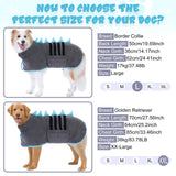 HezzLuv Super Absorbent Dog Bathrobe, Microfiber Bath Robe Towel for Fast Drying, Cozy Fit, Adjustable Belly Strap, Unique Dinosaur Design Dog Drying Coat for Bath, Rainy Walks & Cold Weather