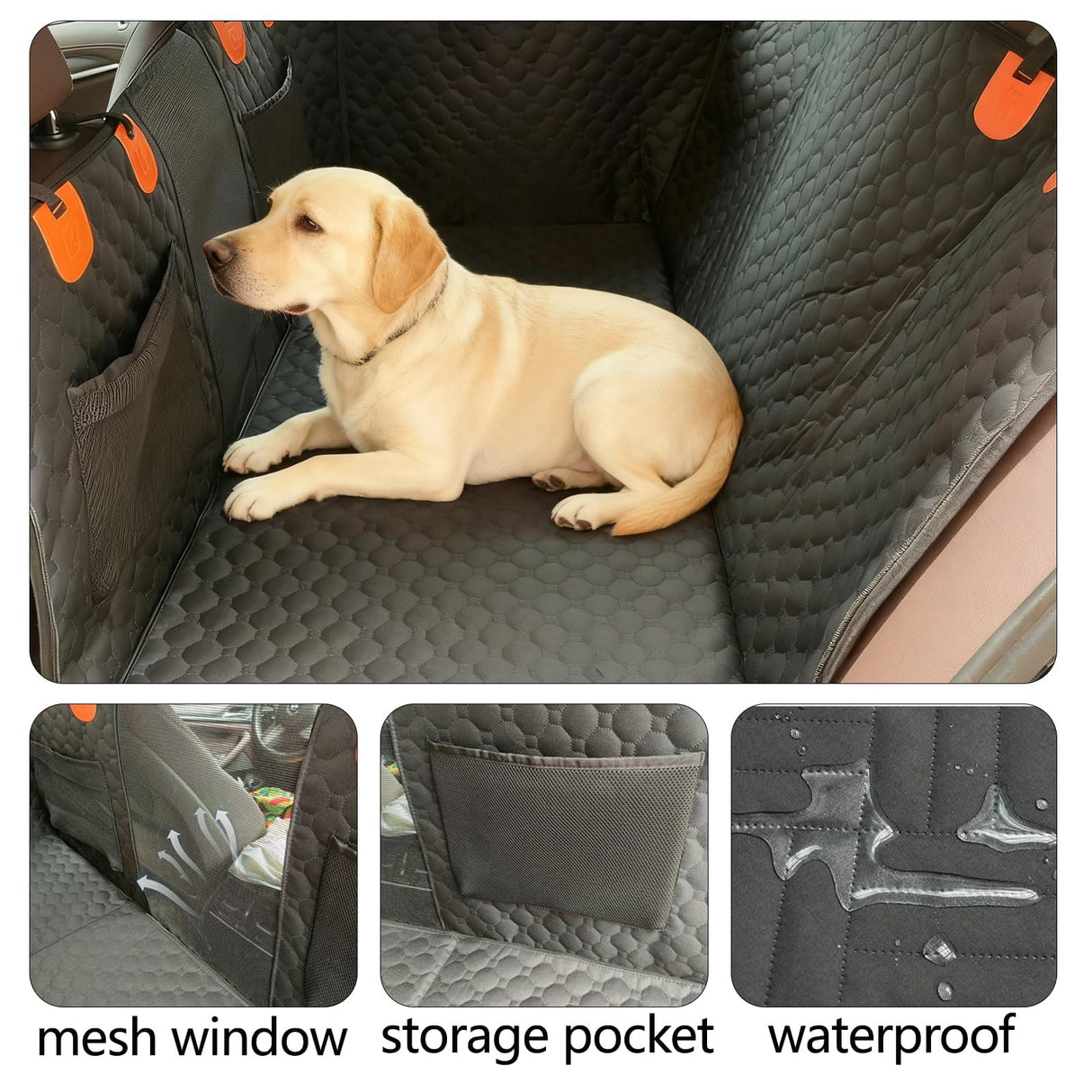 Pigirdle Back Seat Extender for Dogs, Hard Bottom Car Seat Cover for Dogs, Dog Hammock for Car/SUV with Mesh Window & Side Flaps
