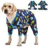 LovinPet Dog Clothing for Large Dogs: Dinosaur in The Jungle Print, Lightweight Stretchy Knit Pullover Puppy Pajamas, Big Dog Onesie. Large Breed Dog Jammies, Pet PJ's /3XL