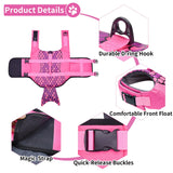 Malier Dog Life Jacket, Ripstop Dog Life Vest with High Buoyancy for Swimming Boating, High Visibility Shark Puupy Lifesaver for Small Medium Large Dogs (Pink #1, X-Large)