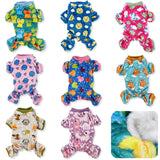 Pack of 2 Colors Dog Pajamas Soft Warm Fleece Jumpsuit Cute Pet Clothes for Small and Medium Pet XXS - L (Pack of 2 Colors: Hot Pink Cows, Blue Elephants, S: Length - 12", Chest 14" - 17")