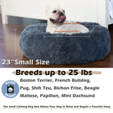 Calming Donut Dogs Beds for Small Dogs Washable,23inch Plush Round Pet Bed for Cozy Sleep,Fluffy Faux Fur Large Cat Bed,Fits up to 25 lbs Pets,Dark Grey