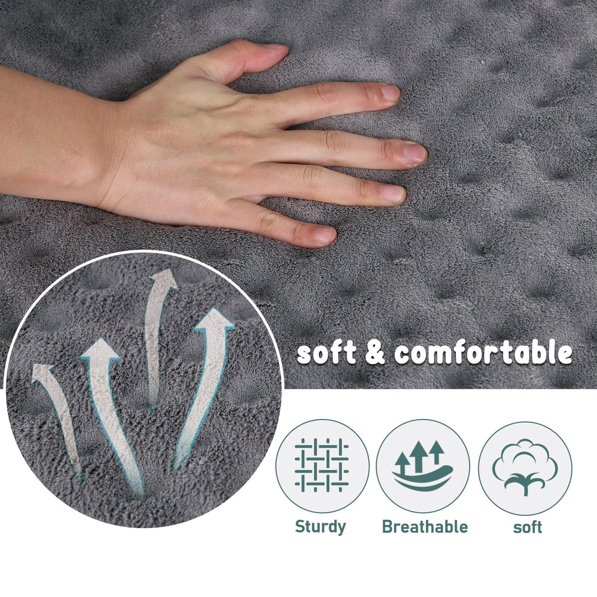 Large Dog Crate Pad 36 inch Gray Memory Foam Dog Kennel Bed Soft Flannel Washable Anti Slip Puppy Sleeping Mat,Grey