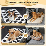 iChosen Dog Bed Mat for Car Backseat Extender, 24.8'' x 54'' Non-Slip Travel Pet Blanket for Back Seat, Washable, Soft & Scratch-Proof, Universal Fit for Car, SUV, Truck, 2'' Thick (Black & White)