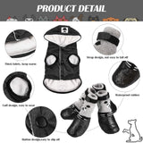 Winter Dog Coat Warm and Cat Boots Shoes Socks Waterproof Puppy Jacket Small Dog Booties Paw Protectors Stylish Hooded Coat for Puppy(Black,L)