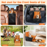 Tivray Elevated Dog Car Seat, Dog Booster Car Seats for Small & Medium Breeds Up to 35lbs, Fully Detachable and Washable, Memory Foam Pet Carseat with 2 Storage Pockets & 3 Safety Belts, Black + Brown