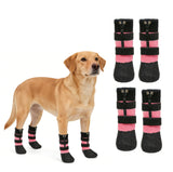 Phaechild Anti Slip Dog Socks Boots with Zipper,Waterproof Dog Shoes to Prevent Licking Paws,Winter Snow Rain Days/Hot Pavement Protection for Small Medium Large Senior Dogs Pink M