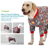 LovinPet Large Dog Pajamas: Large Breed Pitbull/Boxer/Labrador/Doberman, Lightweight Onesie, Space-Travel Grey Print,Post Surgery Shirt,UV Protection, Pet Anxiety Relief, Wound Care for Big Dog /2XL