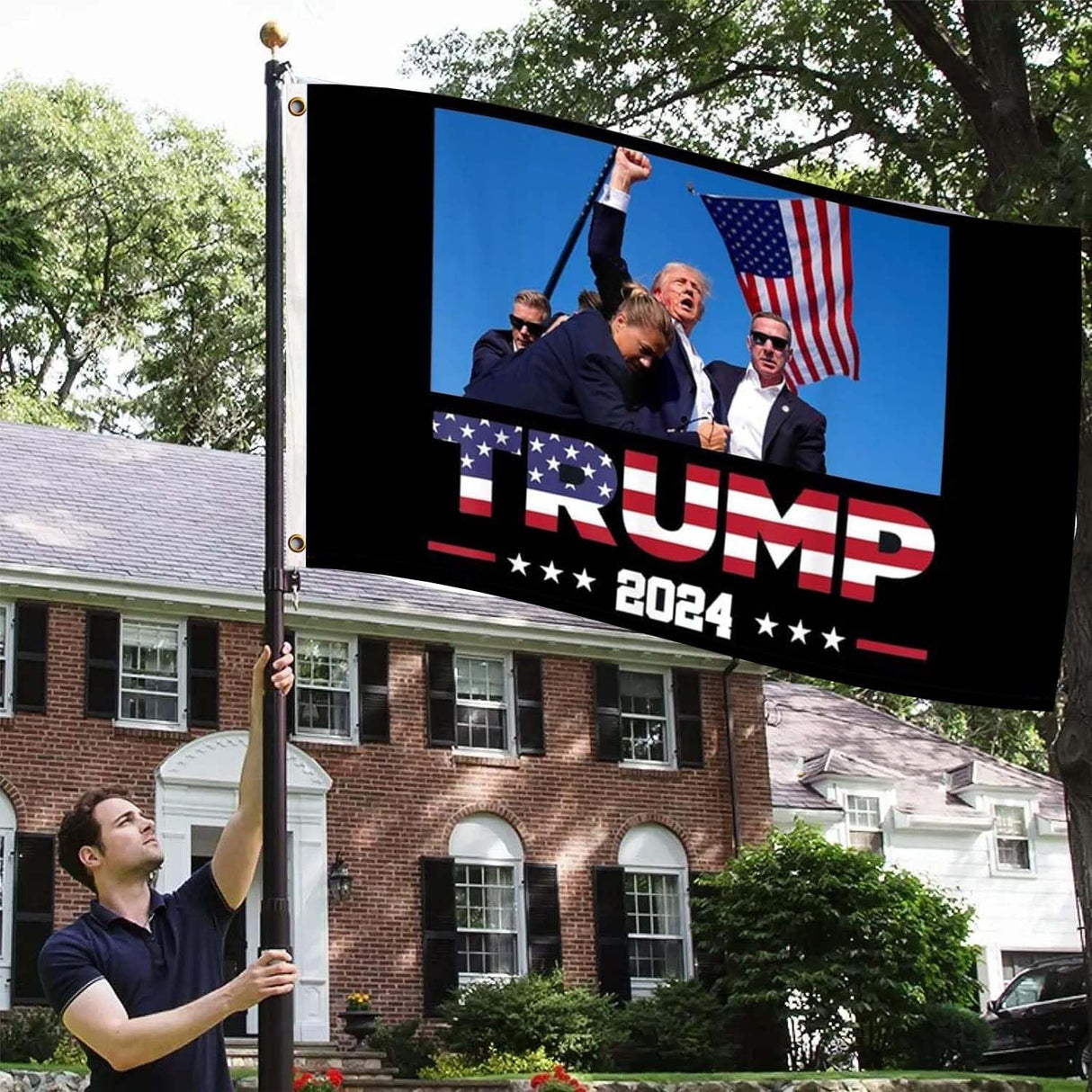 Donald Trump 2024 Flag Trump Survived Shot At Election Rally Flags Trump Fist Pump Fight Tapestry for Indoor Outdoor Bannar 3X5 Ft