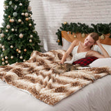 COZY KISS Waterproof Pet Blanket, Christmas Deer Print Blanket for Bed Couch Protector, Reversible Washable Plush Dog Faux Fur Throw for Puppy, Double Sided Cat Blanket, 30x40 inch, Brown
