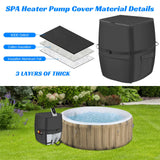 Hot Tub Spa Heater Pump Cover,Waterproof 600D Oxford Fabric Aluminum Film Insulated Cover,Inflatable Hot Tub Spa Heater Pump,Easy Installation with Zipper and Adhesive Straps,Black,Square