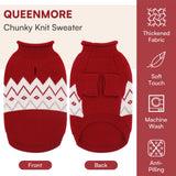 Queenmore Warm Dog Sweater, Soft Pet Knitwear, Knitted Pullover, Winter Pet Clothes for Small Medium Dogs Cats Red