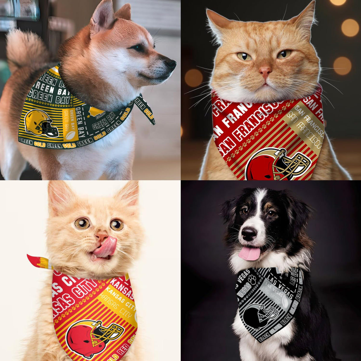 Pet Dog Bandana for Dogs, Football Cats Cotton Reversible Triangle Bid Scarf Perfect Game Day Dog Gifts