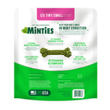 Minties Dog Dental Bone Treats, Tiny/Small Dental Dog Treats, 5-25 lbs, Clean Teeth, Fight Bad Breath, Removes Plaque and Tartar, 120 Count