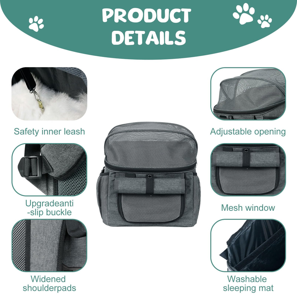 Dog Bike Basket, Soft-Sided Dog Bike Carrier Backpack, Cat Bicycle Basket, Multifunctional Pet Bike Basket Detachable Adjustable Single Shoulder Strap, Foldable Pet Travel Bag for Small Cats and Dogs
