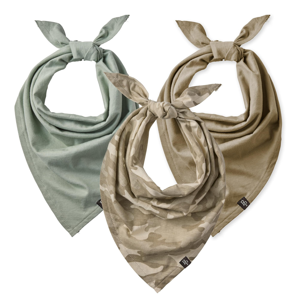 Pet Passion Bandit - The PET Bandana 100% Organic Cotton Pet Bandanas Clothes for Small, Medium, Large Dogs, 3-Pack Sage Camo, X-Small/Small