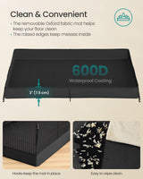 SONGMICS Guinea Pig Cage, Rabbit Cage, Small Animal Playpen with Waterproof Mat, Top and Side Door, 20 Panels, 48.4 x 24.8 x 16.3 Inches, Ink Black ULPI011BH01