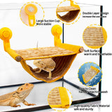 FlidRunest Bearded Dragon Hammock with Suction Cups, Soft Lizard Hammock Bed, Winter Warm House Tent, Reptile Tank Perch-Yellow