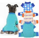 3 Pack Dog Pajamas Dog Onesie for Small Dogs, Lightweight Puppy PJs with Easy Snap Belly, Tail Opening Striped Checkered Sleepwear M