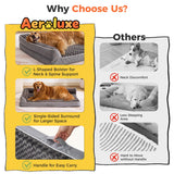 Aeroluxe Dog Bed Large Sized Dogs, XXL Orthopedic Dog Bed for Large Dogs, Waterproof Pet Bed with Washable Removable Cover, L-Shaped Pet Couch with Portable Handle 48"x35"x7.5", Grey