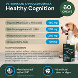 VetriScience Veterinary Strength Healthy Cognition Chews - Senior Wellness Supplement for Dogs - Supports Cognition, Immune Function & Metabolism - 60 Count