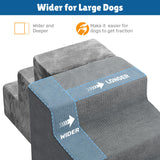 Dog Steps for Bed, 18" H Dog Stairs for Small Dogs, 4-Tier Pet Stairs with Washable Cover, Non-Slip Pet Steps for Dogs to Get On Bed