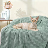 Luciphia Waterproof Dog Blanket for Large Dogs Washable Soft Sherpa Fleece Cat Blankets with 3D Jacquard Cozy Calming Reversible Bed Couch Protector Furniture Protection, Green White, 85x57 inch