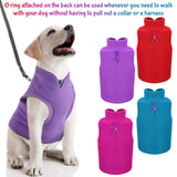 SATINIOR 4 Pieces Stretch Fleece Dog Sweater Polyester Warmer Vest Pullover Jacket with D-Ring Leash Cold Weather Coat Hoodie for Small and Medium Dogs(L,Purple, Blue, Rose, Red)
