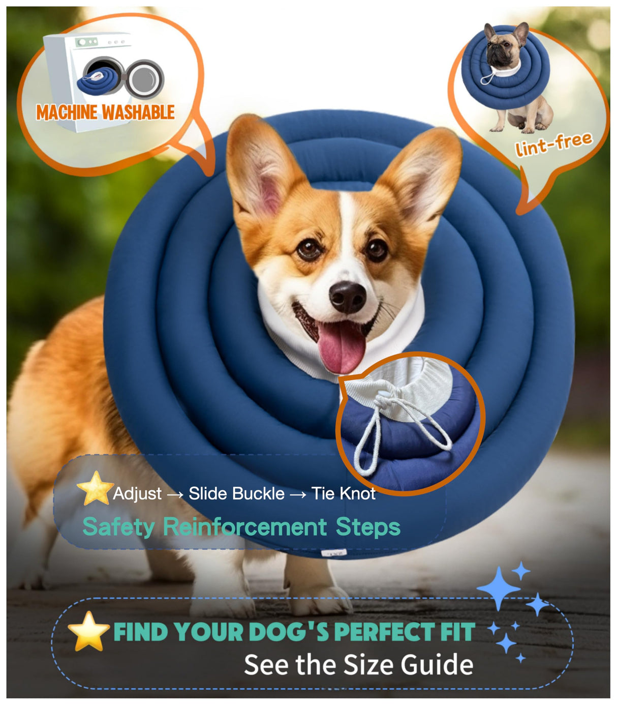 BARDIMIES Soft Dog Cones, Recovery Dog Donut Collar After Surgery- Cone of Shame Alternative, Pet Elizabethan E-Collar Anti-Bite Lick Wound Healing Adjustable for Small Large Medium Dogs, M