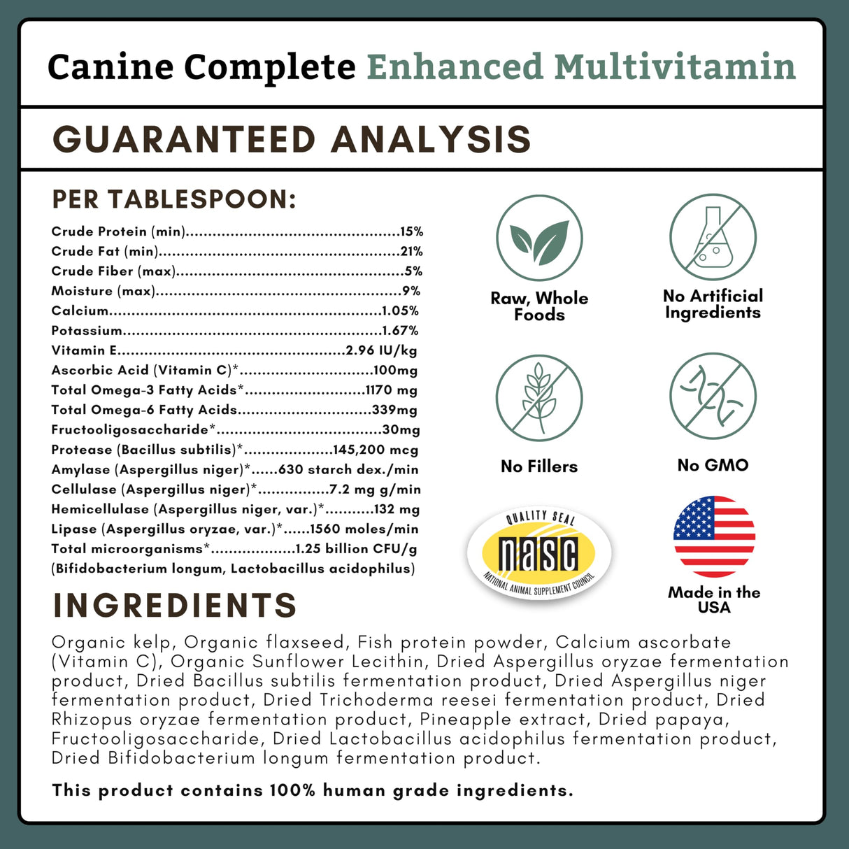 Wholistic Pet Organics Canine Complete - Dog Multivitamin Powder - 1 Lb - Daily Dog Vitamins and Supplements for Homemade Food - Immune System, Skin, Coat & Overall Health - All Breeds - 45 Scoops