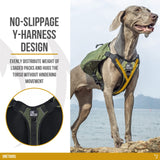 ONETIGRIS Y-Shaped Dog Backpack with Handle, Pockets & No Pull D-Rings, Lightweight Hiking Gear for Dogs Hunting Camping Travel (Medium, Green)