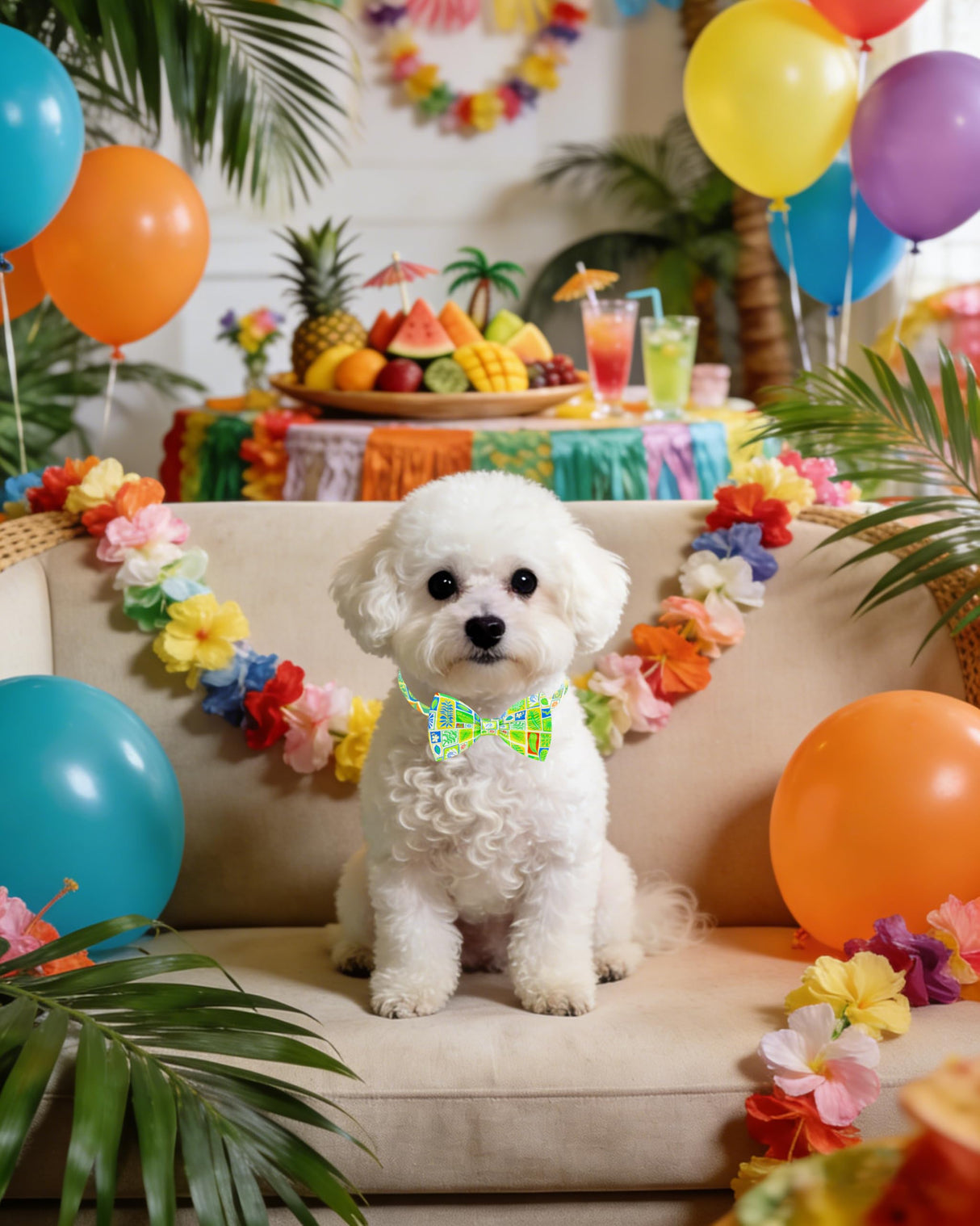 PET SHOW 60 Pack Hawaiian Small Dog Collar Bow Ties and Neck Ties Bulk Puppy Cats Adjustable Summer Floral Bowties for Medium Dogs Hawaii Bowknots Holiday Party Ties Pet Grooming Accessories