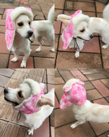 PET SHOW Dog Trapper Hat Winter Hat for Small Medium Dogs Warm Fleece Aviator Hats with Ear Flaps Adjustable Outdoor Girl Pet Pilot Costume Cap M-Pink Paw/with Ear Holes