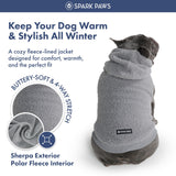 Spark Paws Dog Sweater, Hooded Hoodie for Cold, Warm Clothes for Small Medium Large Breeds - Silver Grey - M