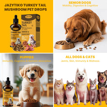 Load image into Gallery viewer, Turkey Tail Mushroom for Dogs - Faster Absorption 2000mg Turkey Tail Mushroom for Immune &amp; Digestive, Joint, Energy, 5X Mushrooms for Pet Drop with Turmeric &amp; Probiotic - Vet Formulated, 90 ML/3FL.oz
