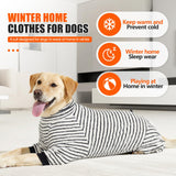 PAPIAMEN Striped Dog Pajamas Stretchable 4 Legs Doggie Jammies Clothes,Soft Plush Pet Pjs Coat Onesie fit Puppy to Medium Large Dogs,Cute Warm Dogs Costumes Outfits for Winter,Black,L