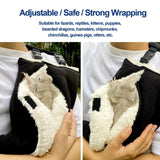 Adjustable Fluffy Bearded Dragon Sling Carrier Bag, Reptile Carrier with Leash Harness Lizard Cage Accessories for Small Animal, Ferrets, Squirrel, Hamsters,Parrot (Black)