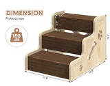 TIMHAKA Dog Stairs for Small Dogs, 3-Step Wooden Dog Ramp for Bed, Couch & Car, Non-Slip Pet Stairs for Small Old Short-Legged Puppy & Cat, Indoor Pet Steps with X-Brace Support