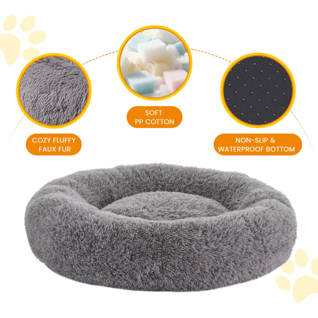 URGVANZ PET Calming Dog Bed Anti-Anxiety Donut Dog Beds for Small Medium Large Dogs,Washable Plush Fluffy Indoor Cat Kitten Round Cuddler Cushion 45"