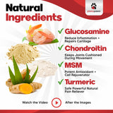Glucosamine for Dogs Hip and Joint Supplement - Safe Joint Support - Glucosamine Chondroitin MSM Turmeric - 120 Mobility Joint Care Chews for Dogs - ActivTreats for All Breeds Ages and Sizes.