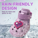 Dog Shoes,Non-Slip Waterproof Sandals for Hot Pavement, Breathable Perforated Boots,Adjustable Straps Dog Rain Booties for Summer Beach and Rainy Day(Purple,#4)