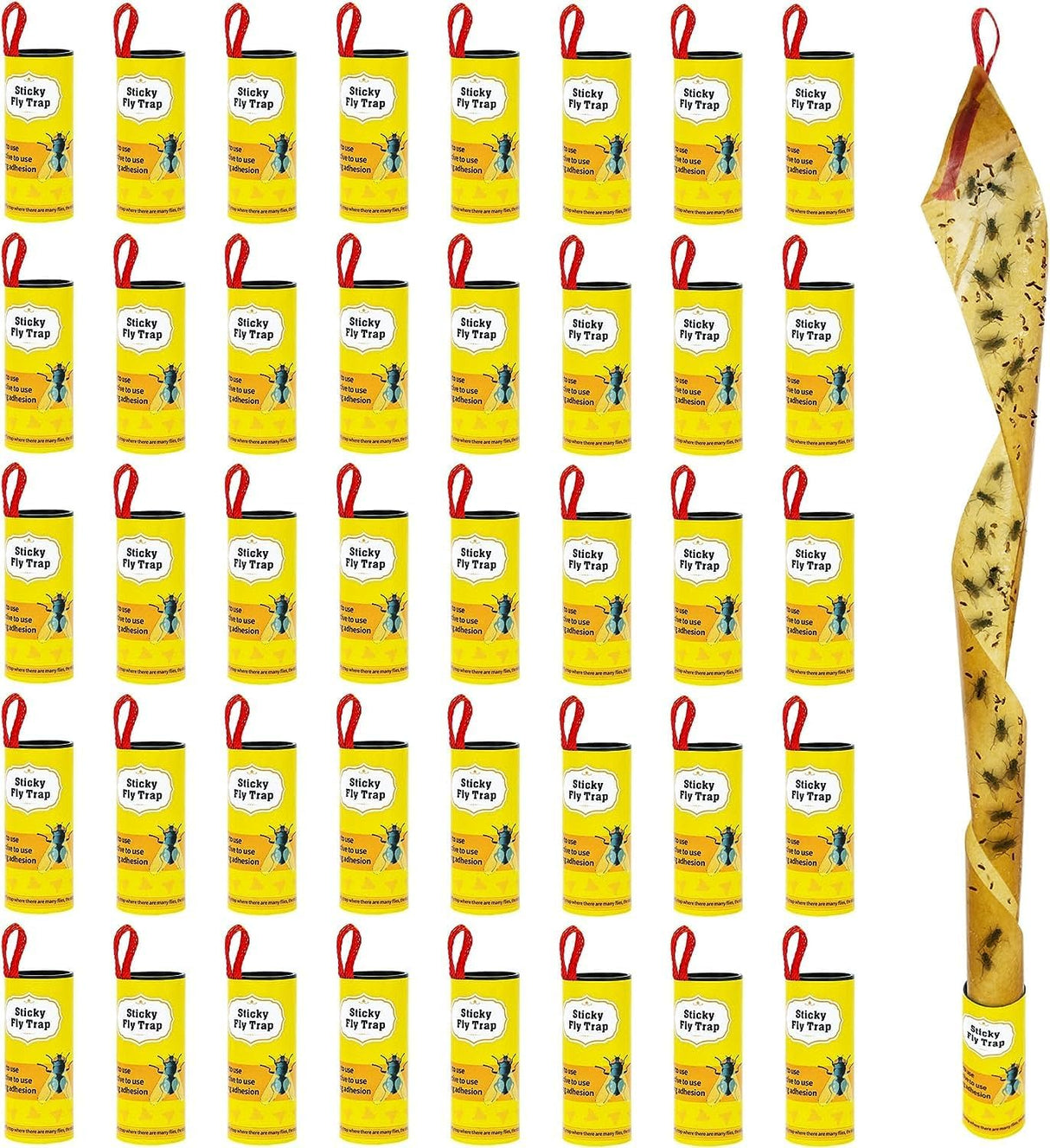 40 Packs Fly Strips, Fly Traps Indoor/Outdoor for Home Hanging, Fly Ribbon Tape Paper, Sticky Gnat Killer Traps Catcher for Fruit Flies, Bug, Insect, Pest, Mosquito, Plant