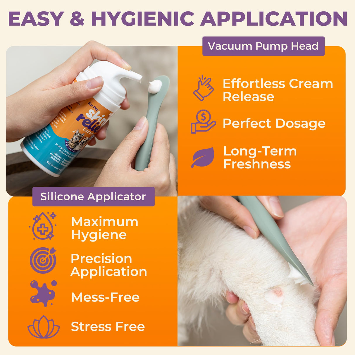 Tetesol Dog Itchy Skin Relief Cream Hot Spot Treatment, Dogs Balm Rapid Healing Dry Itchy Skin with Colloidal Oatmeal Manuka Honey- 100g Lotion with Applicator