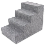 Best Pet Supplies Dog Stairs & Steps - Foam Steps for Small Dogs & Cats, Non-Slip Indoor Balanced Pet Step Support, Dog Ramp, No Assembly, Ash Gray Linen, 4-Step (18-inch Height)