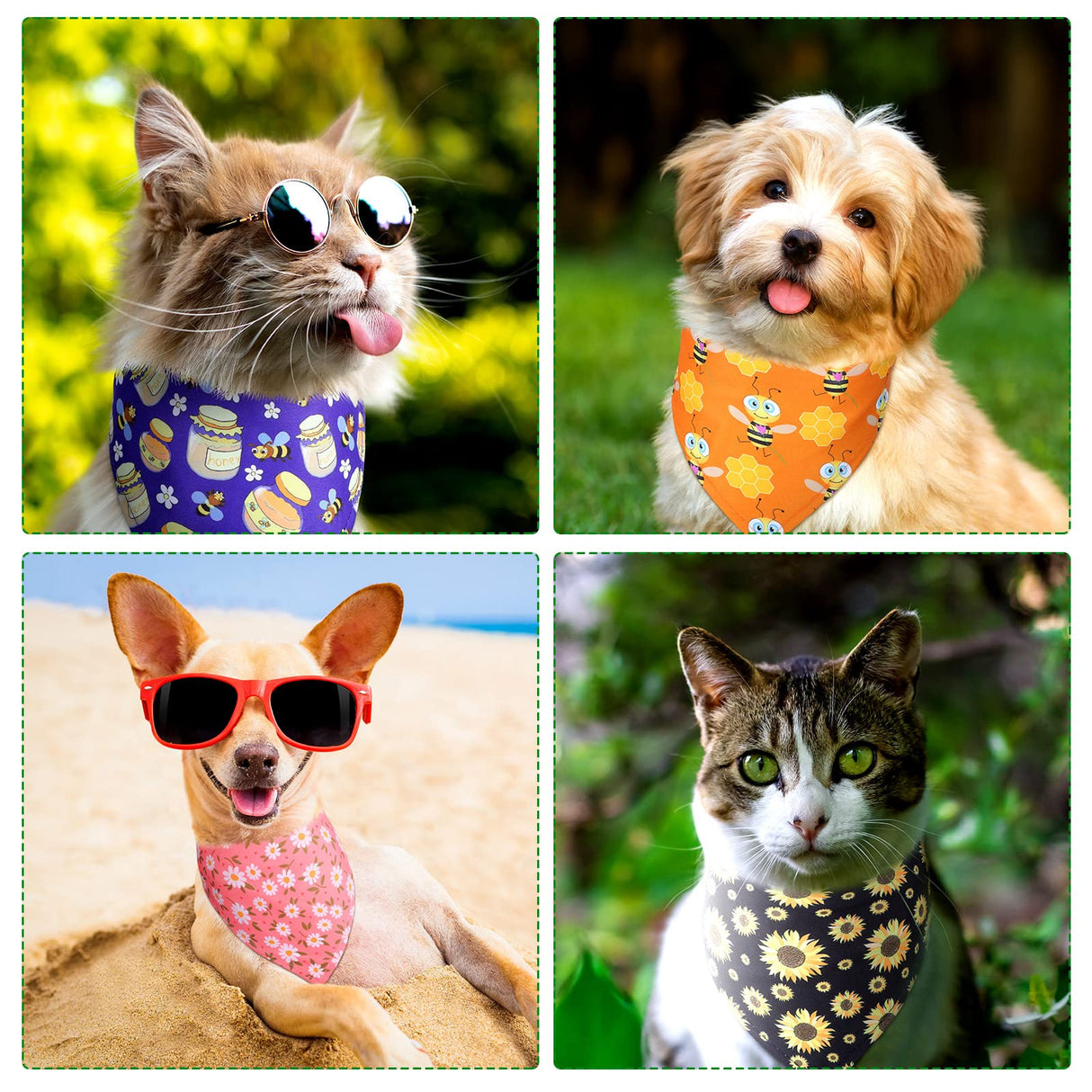 Weewooday 20 Pcs Spring Dog Bandanas Bulk Adjustable Spring Dog Bandanas Bibs Scarf Bib Washable Triangle Doggy Kerchief for Small Medium Large Pet Summer Easter Costume Accessory