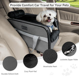 PETSFIT Multipurpose Center Console Dog Car Seat, Airline Approved Dog Car Carrier with Safety Tether and Pockets, Portable Cat Car Seat, Dog Car Seats for Small Dogs, Cats Up to 9 LBS (Deep Grey)