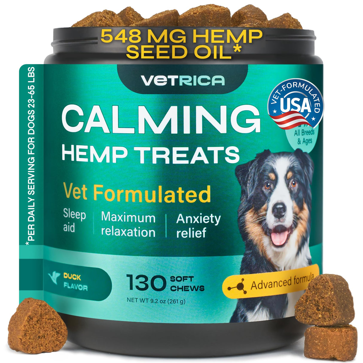 Calming Chews for Dogs with Valerian Root, Turmeric, L-Theanine - Calming Chews for Dogs Anxiety Relief - Soft Treats for Storms, Fireworks, Separation, Vet Visits, Grooming