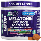Dreamy Paws Melatonin for Dogs Dog Calming Sleep Supplement - Melatonin GABA Tryptophan Valerian Magnolia Bark Passion Flower Magnesium Ashwagandha Restful Sleep 90 Chews Beef Flavor by Clean Pets